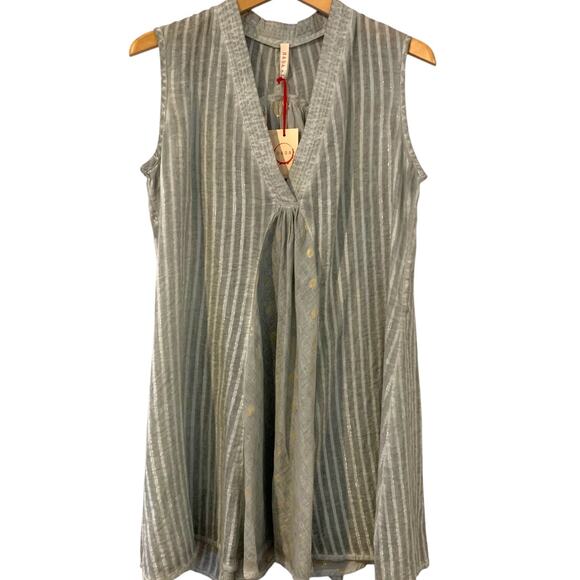 Anthro Raga Dress NWT Small Sweetest Thing Contrast Gold Silver Split Neck Fairy - Picture 1 of 4